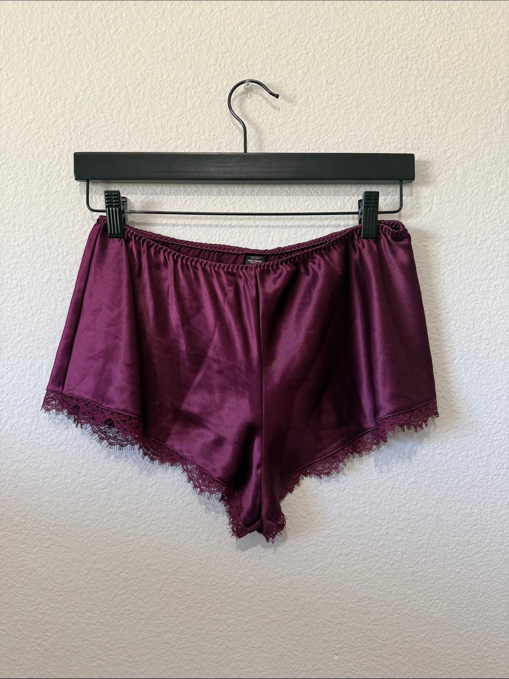 Victoria's Secret Satin Lace-Trim Sleep Shorts in Burgundy